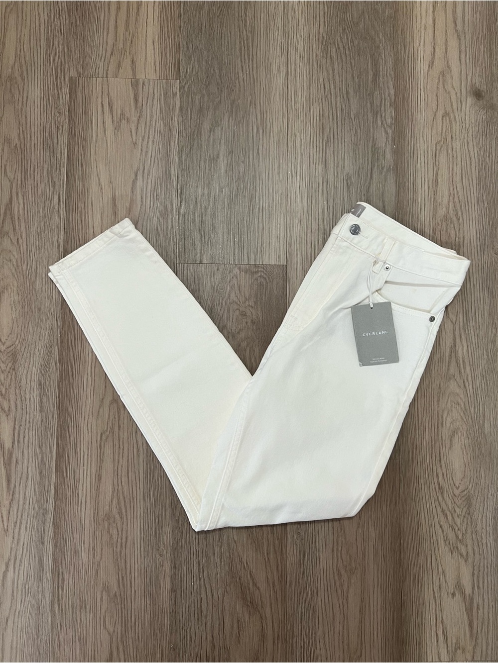 Everlane High-Rise Skinny Jeans Bone White Size 30 Stretch Denim NWT